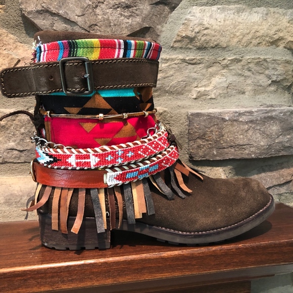 Up cycled Women's suede boots - Picture 1 of 4